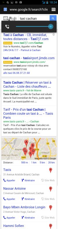 Je cherche un taxi sur mon téléphone