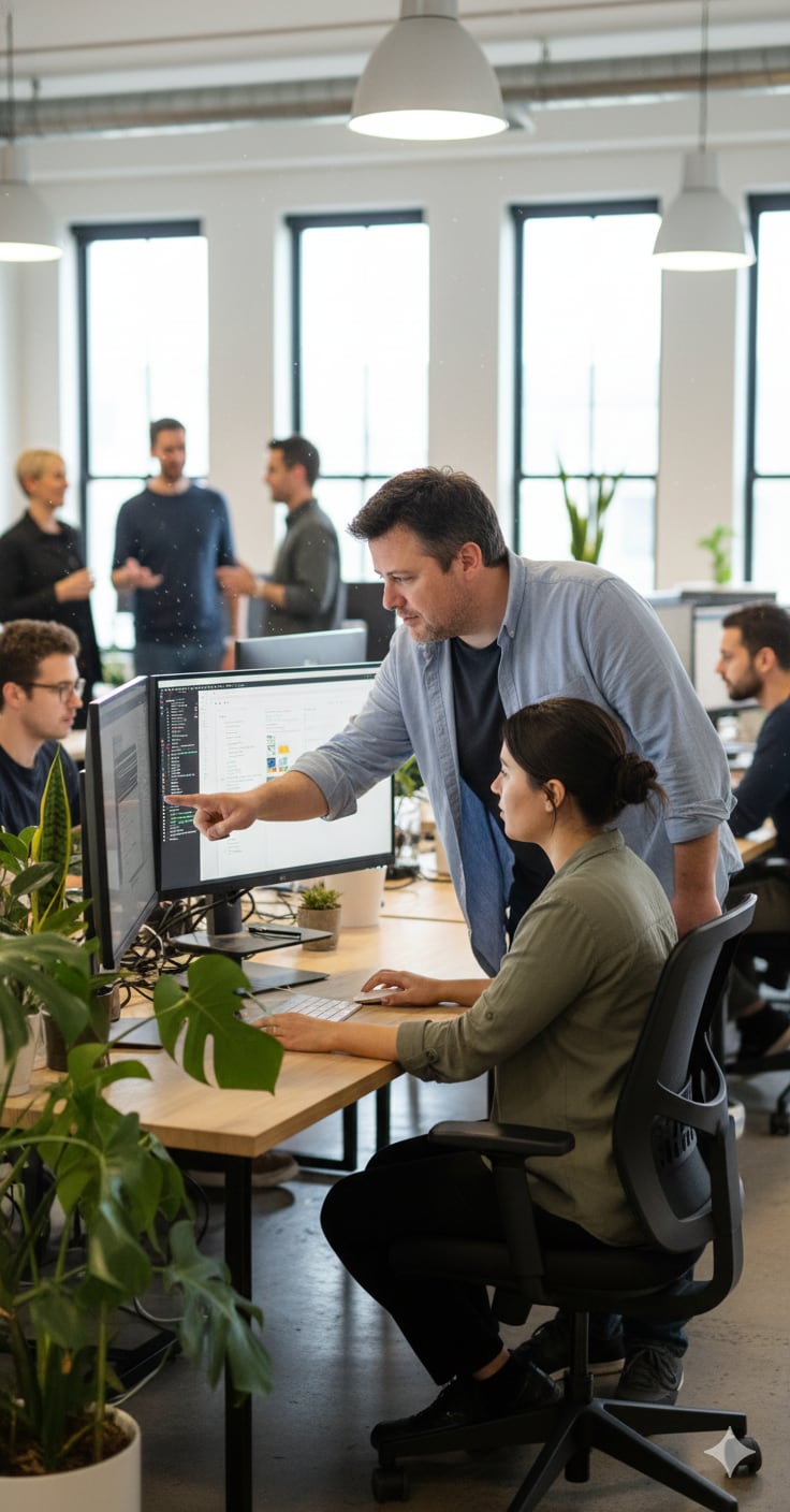 Équipe agence en travail